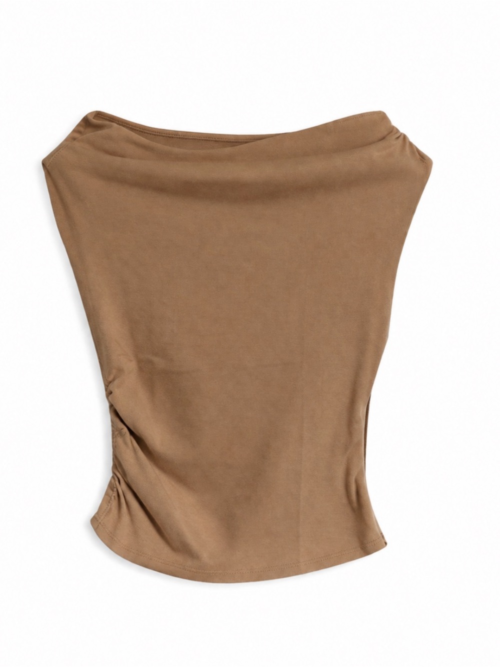 Zara Brown One-Shoulder Cotton Top